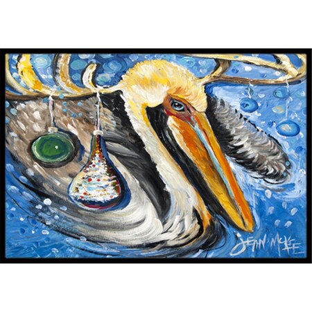 Carolines Treasures Pelican Dressed As A Reindeer Indoor and Outdoor Mat- 18 x 27 in. JMK1020MAT